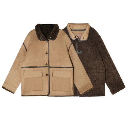 ASGONY - Brown Reversible Suede & Faux Shearling Jacket