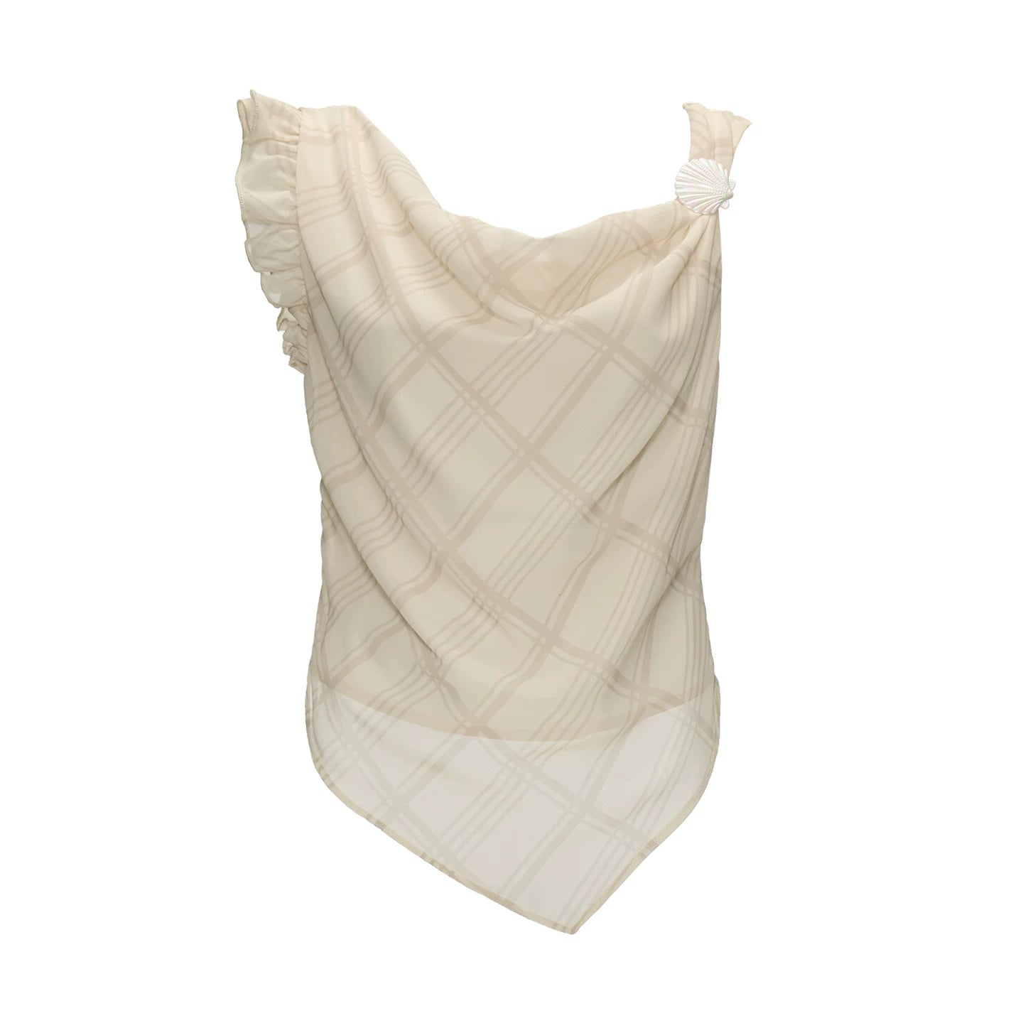 Asymmetrical Shell Button Draped Cami Top