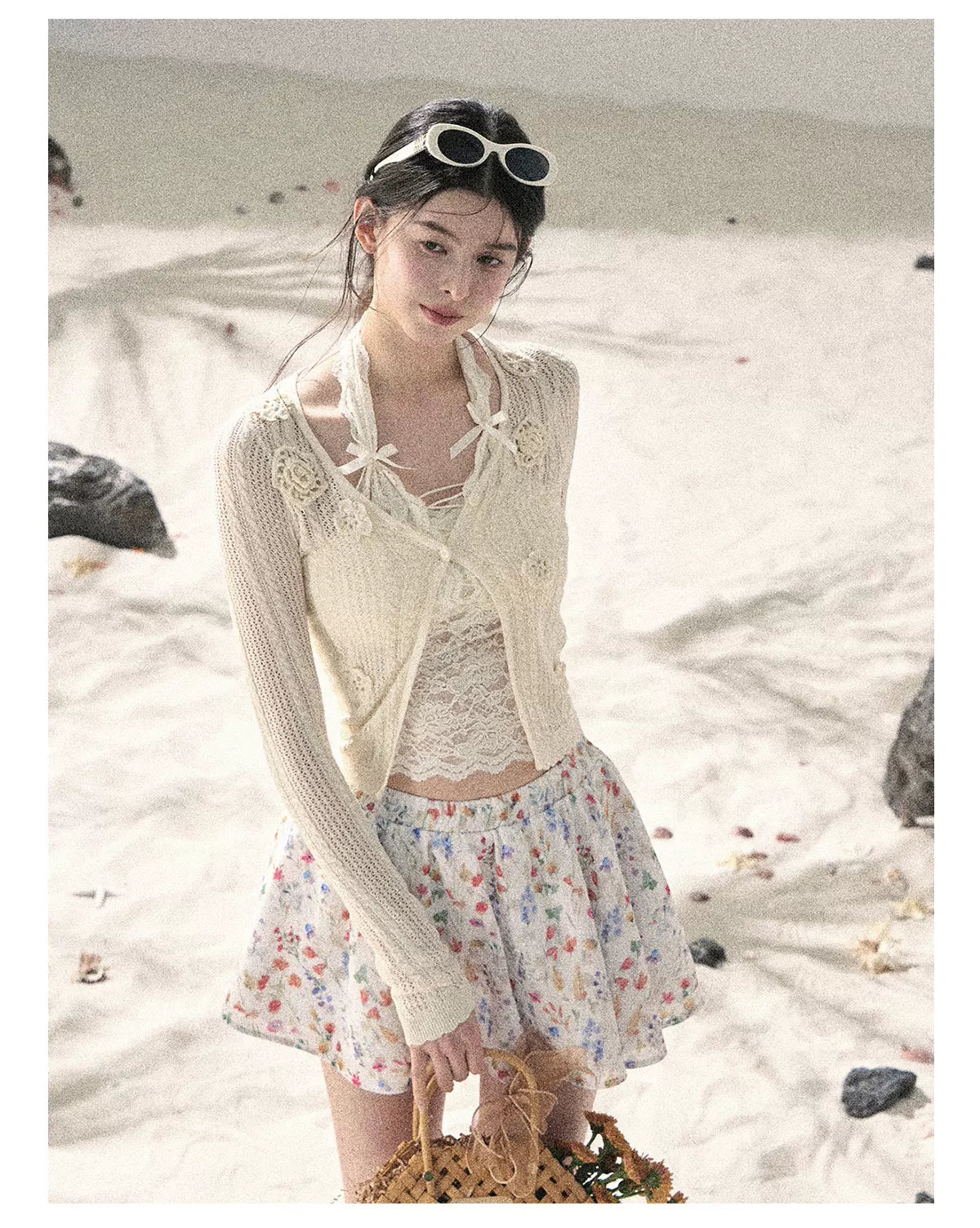 "Moss Whisper" Knit Sun Protection Cardigan & Cami Top