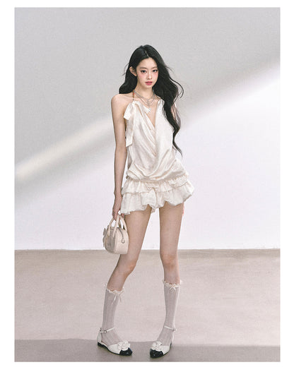 少也眼 “Evening Diva” French-Style Halter Mini Dress
