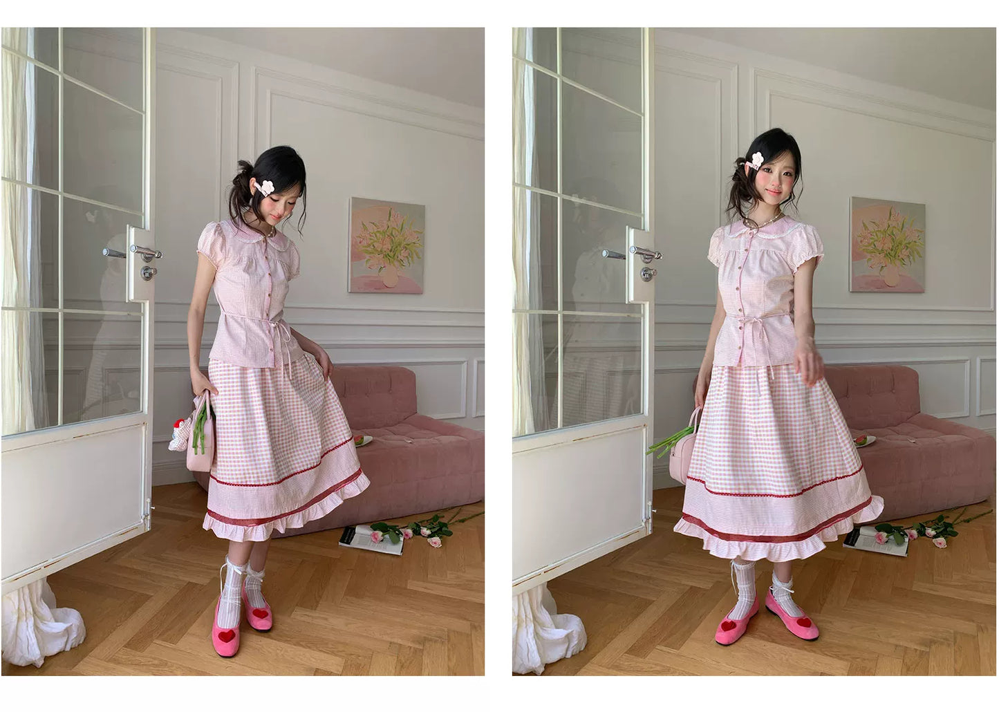 “Pink Plaid Daydream” Pink Plaid Skirt Set