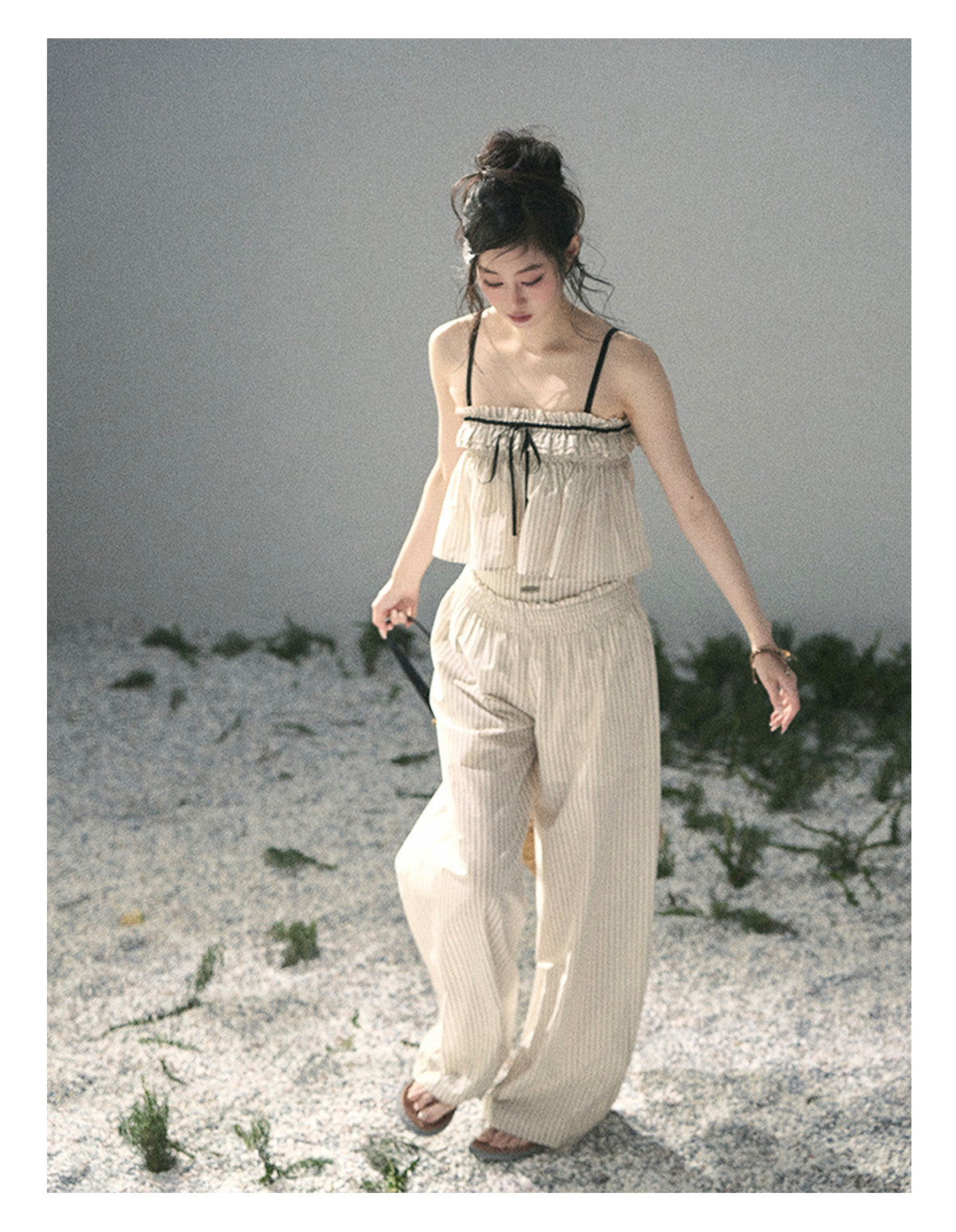 “Midsummer Woven Daydream” Dutch Cream Stripe Two-Piece Set