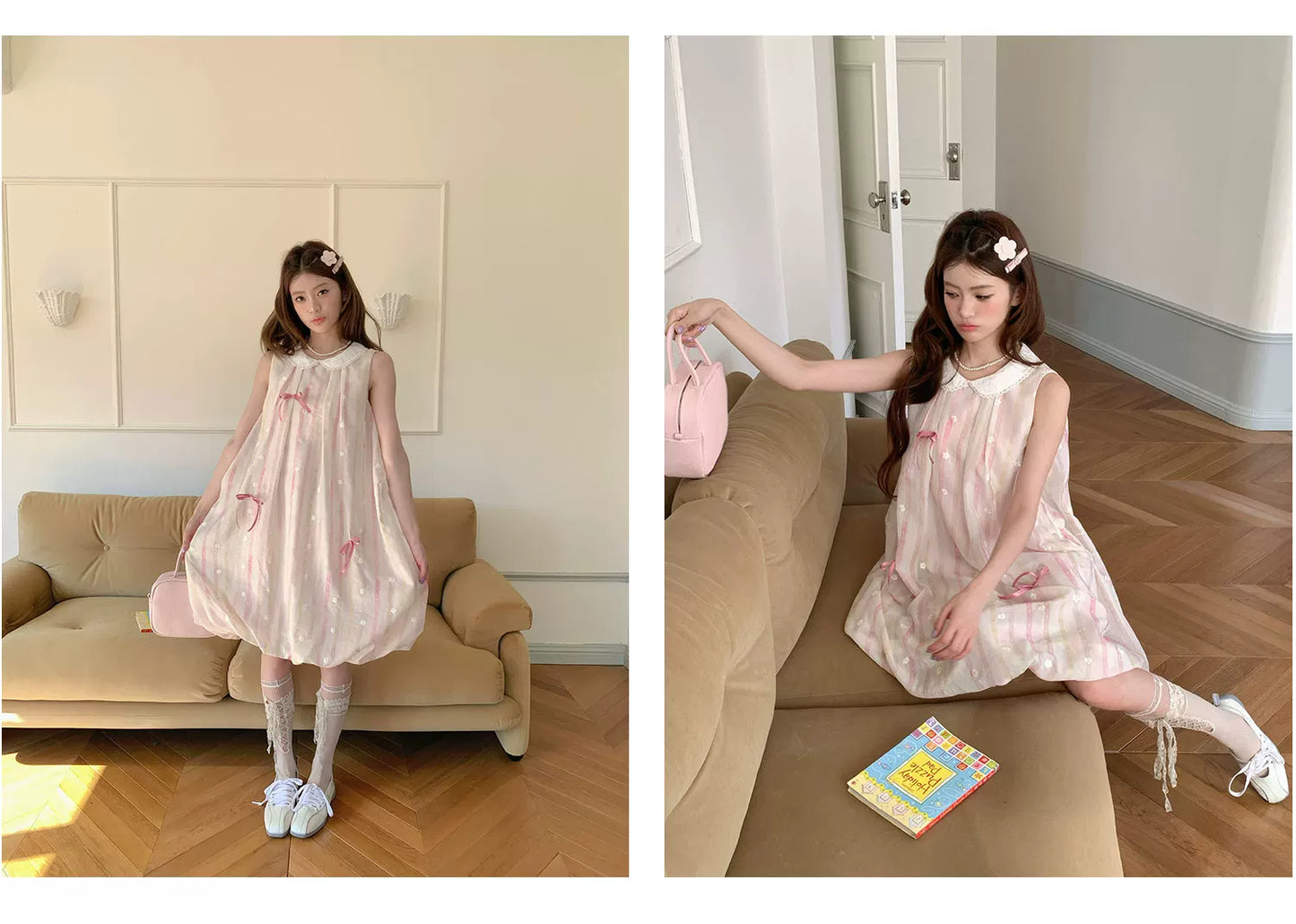 “Peach Soda Dream” Blush Pink Bubble Hem Dress