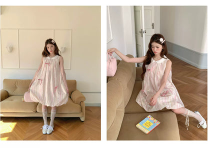 “Peach Soda Dream” Blush Pink Bubble Hem Dress