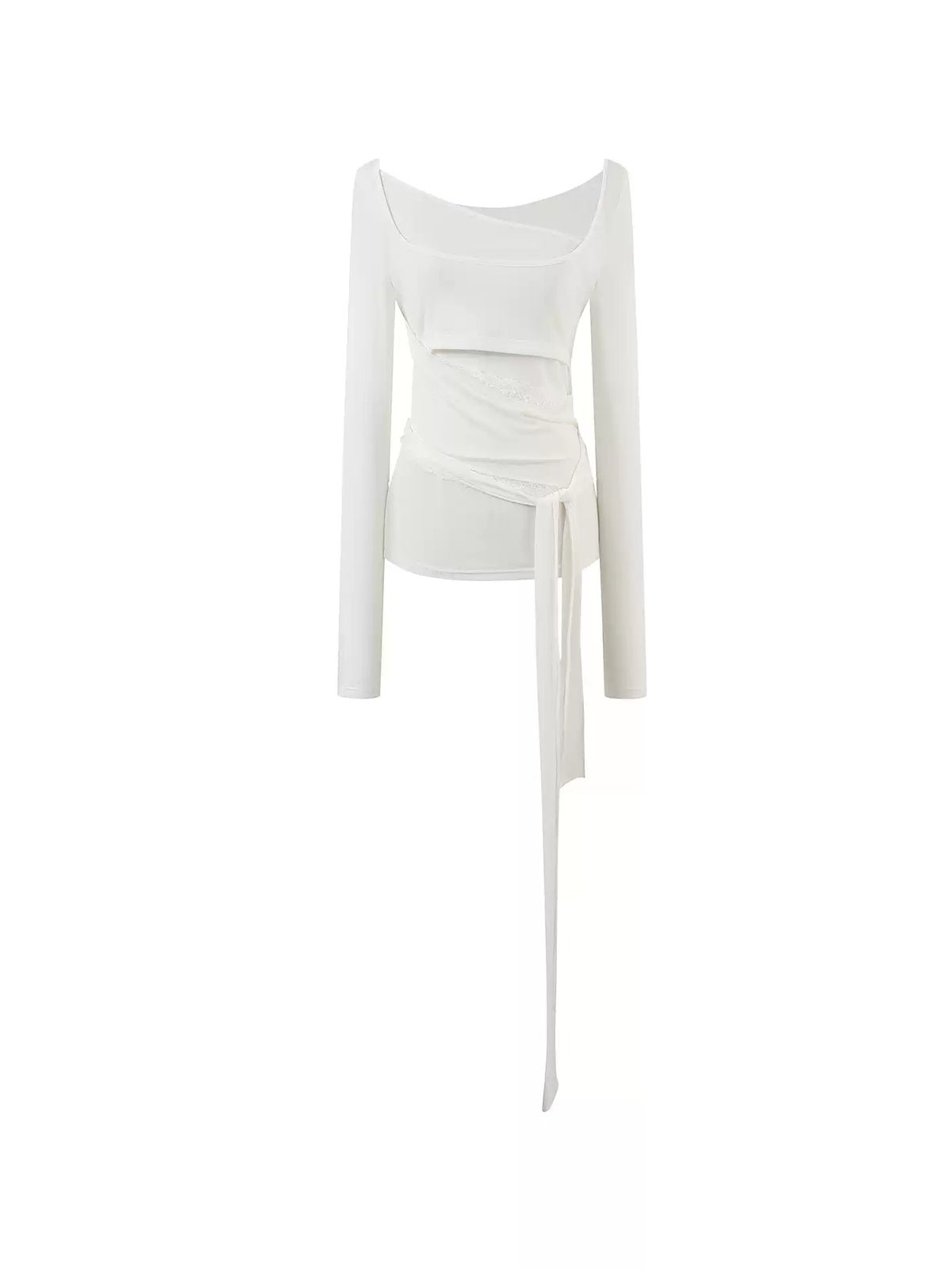 JN's DESIGN - Asymmetrical Layered Mesh Long-Sleeve Top