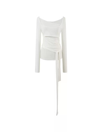 JN's DESIGN - Asymmetrical Layered Mesh Long-Sleeve Top