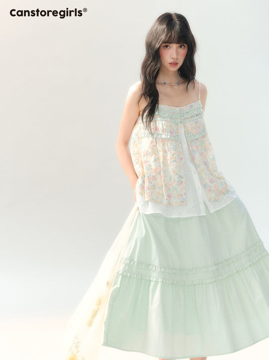 170726C "Spring Garden" Floral Lace Cami Skirt Set