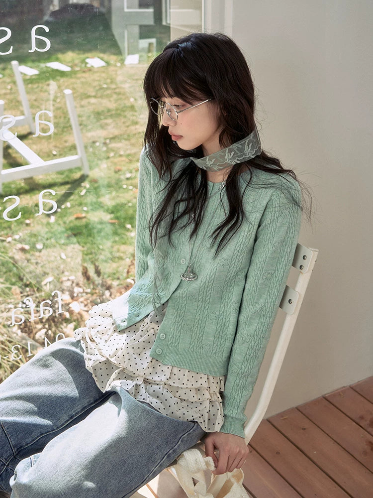 "Clover Breeze" Mint Green Knit Cardigan Collection