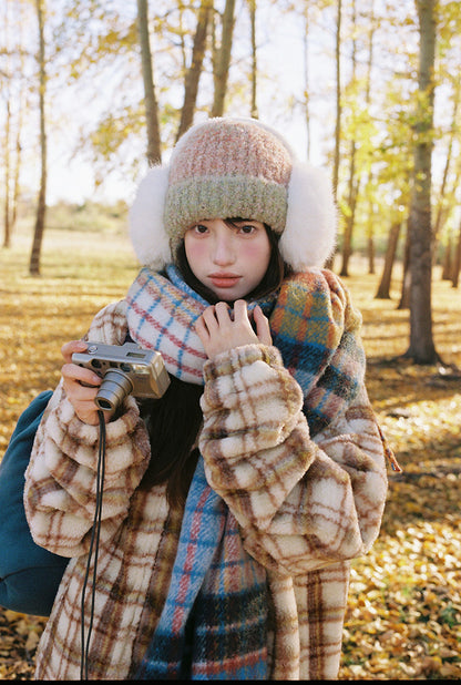Zzouu - Coffee Grid Cotton Jacket