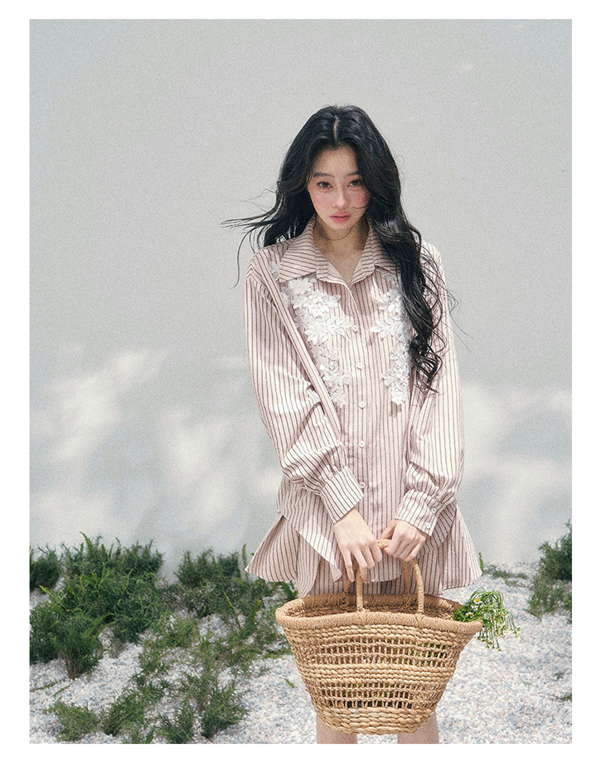 少也眼 "Pink Cloud Reverie" Cinnamon Pink Lace Sweet Two-Piece Skirt Set 563856385