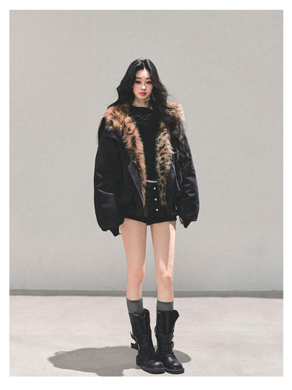 "降落在你怀中" Falling Into You Fleece Jacket - Black
