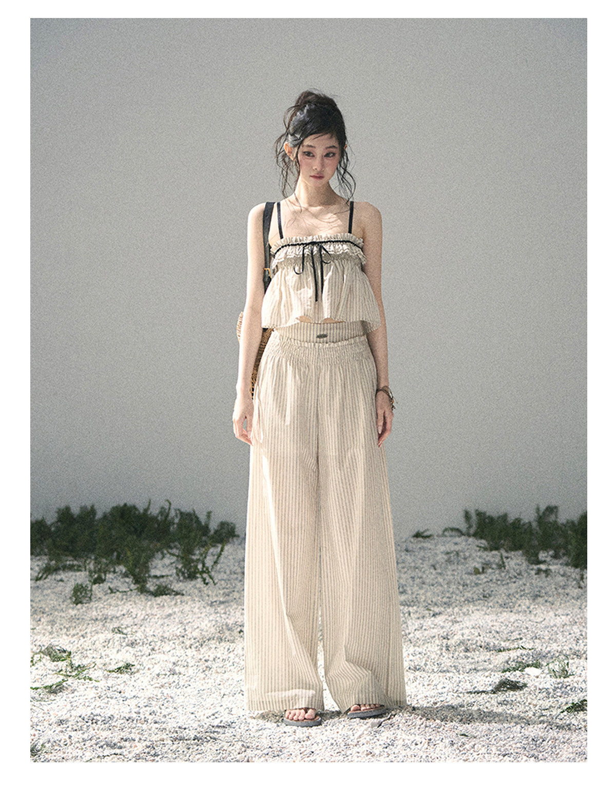 “Midsummer Woven Daydream” Dutch Cream Stripe Two-Piece Set