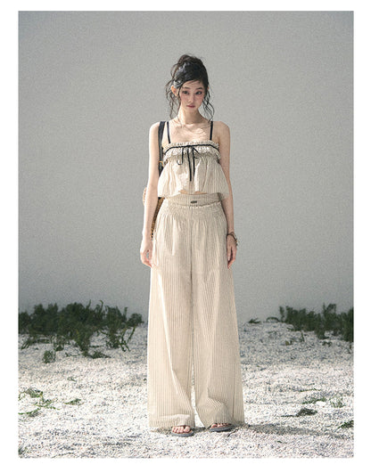 “Midsummer Woven Daydream” Dutch Cream Stripe Two-Piece Set