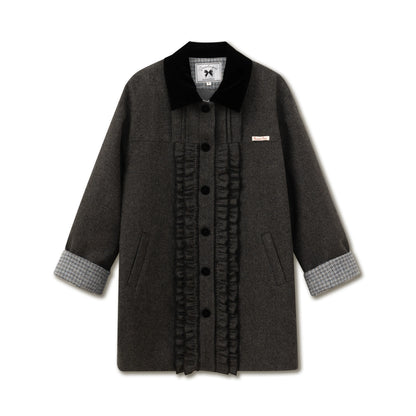 SunsetPark - Intellectual Gray Wool-Blend Herringbone Coat (Intellectual Gray / Khaki Houndstooth)
