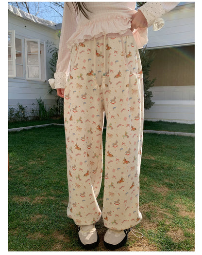 “Dream Pony Picnic” Apricot Pony Print Lounge Pants