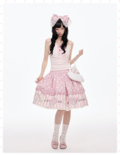 “Pink Dollcore” Pink My Melody Layered Lolita Girl Set