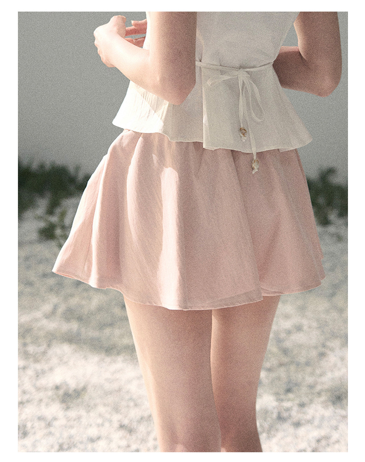 “Corridor Chimes” Soft Pink A-Line Puff Mini Skirt