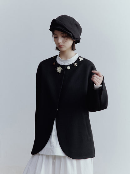 FUSSED Strange Museum Linen Deconstructed Baker Boy Hat – Elegant Black FOFAC-25AW016