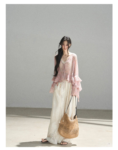 170726 "A Place Where Softness Rests" Lotus Mauve Ruffle Tie-Front Cover-Up Cardigan