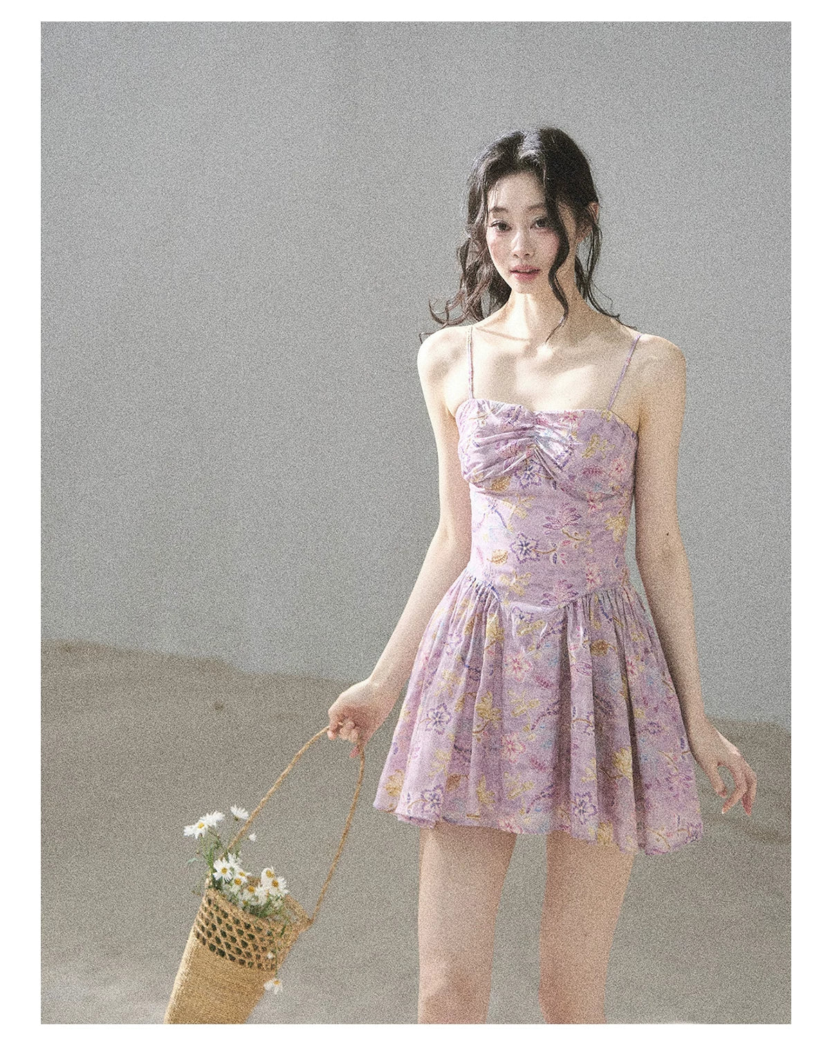 "Iris Bloom" Purple Iris Cami Mini Dress