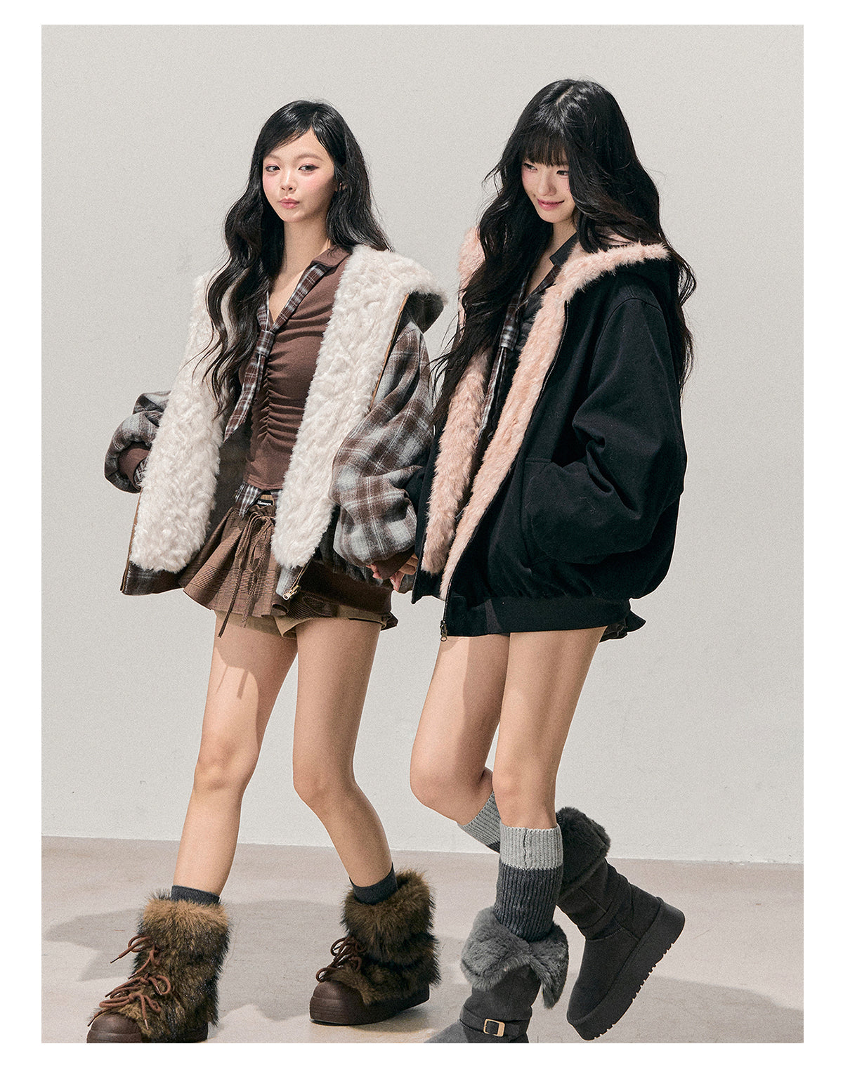 少也眼 “Pride & Prejudice” Reversible Oversize Jacket – Black & Blue Plaid