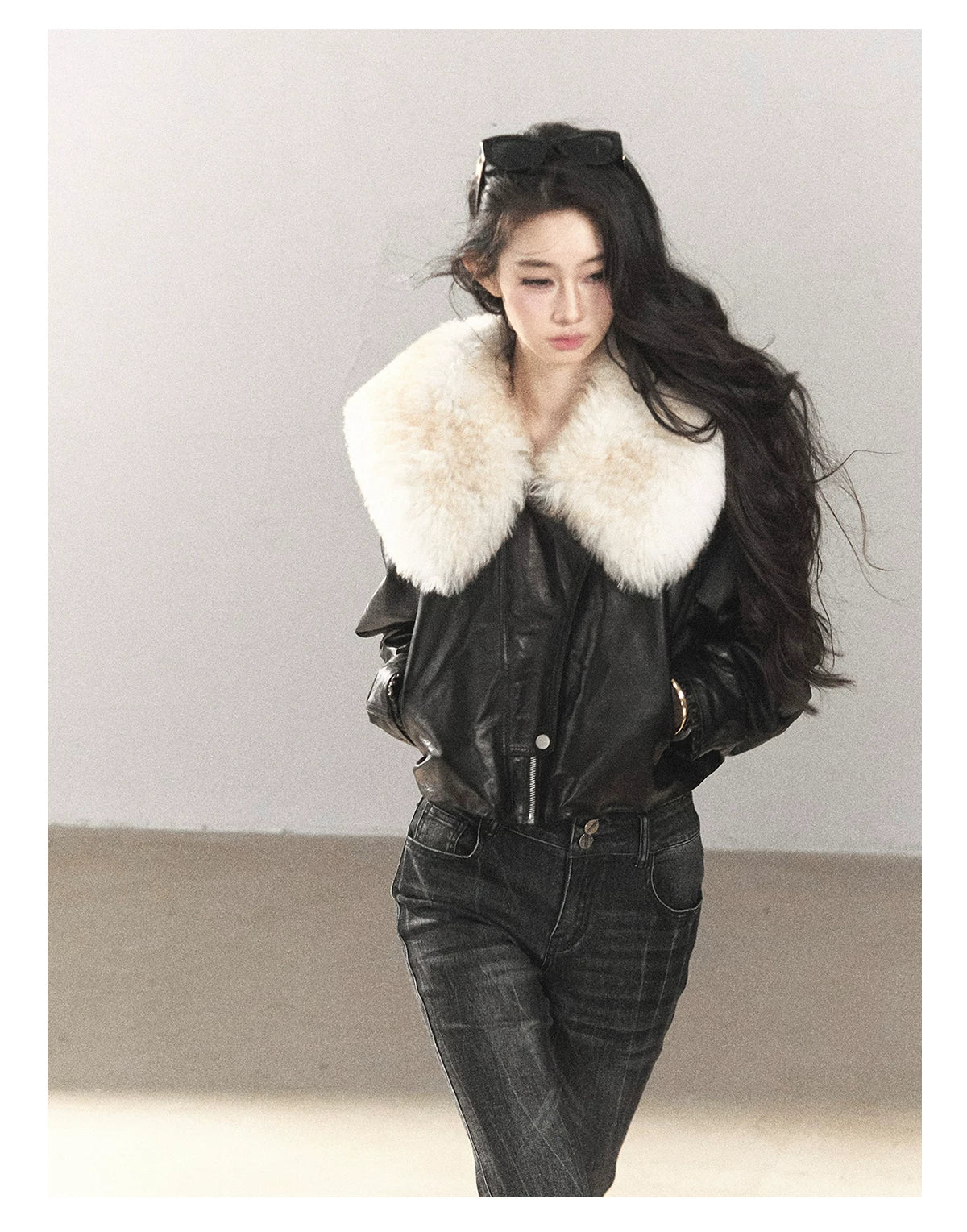 AOMALM - Black Lambskin Leather Goose Down Jacket
