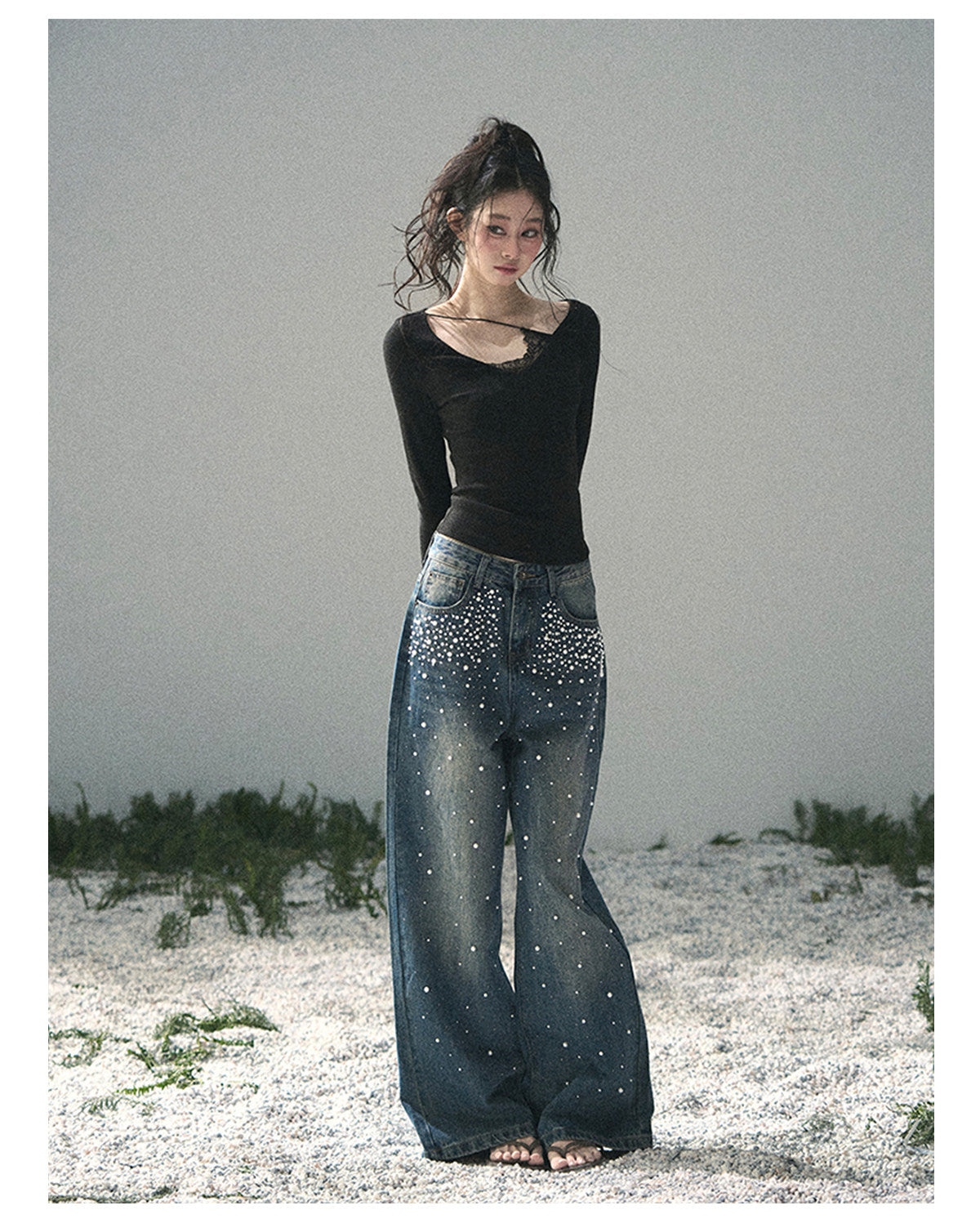 “Day & Night” Midnight Black Lace Knit Top