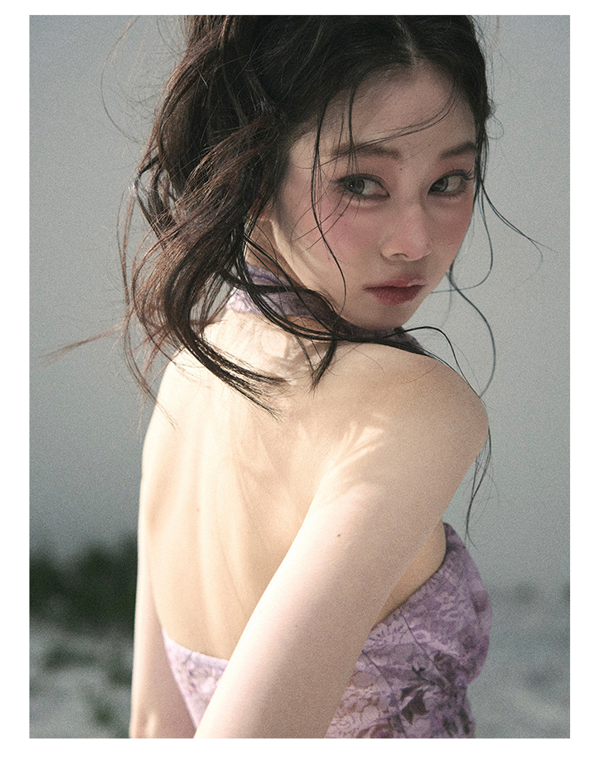 “Jacaranda Whisper” Orchid Purple Asymmetrical Halter Top