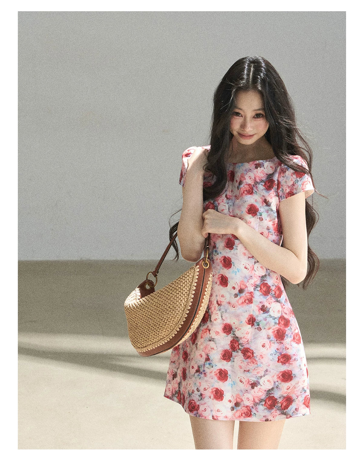 "Half a Rose" Dried Rose Fit & Flare Mini Dress