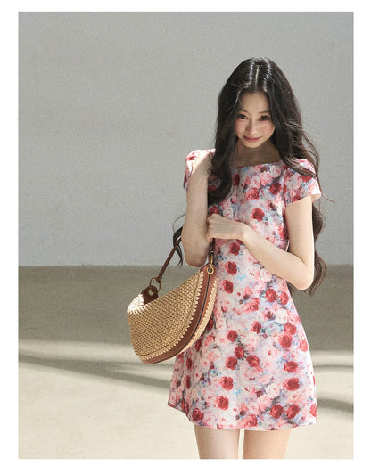"Half a Rose" Dried Rose Fit & Flare Mini Dress