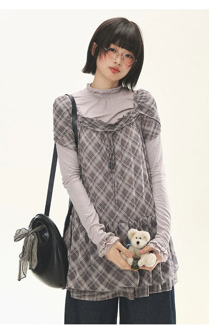 "Misty Ripples" Misty Lavender Lace Mock Neck Knit Top