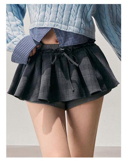 少也眼 “Annie's Waltz” Vintage Preppy A-Line Mini Skirt - Gray 1645635