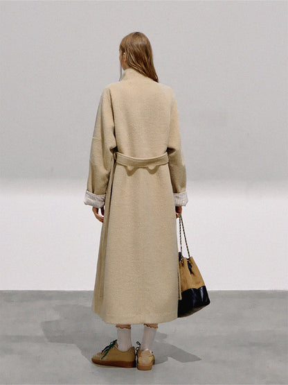 BOHOL BLING - Vintage Preppy Khaki Wool Blend Long Coat