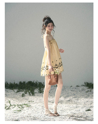 “Ripples Along the Hem” Butter Yellow Reversible Babydoll Dress