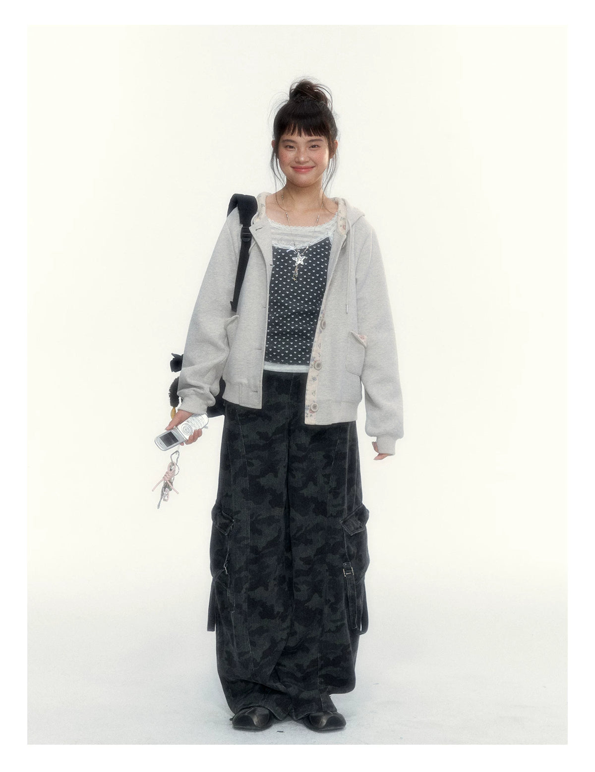 Camouflage Washed Wide-Leg Utility Pants