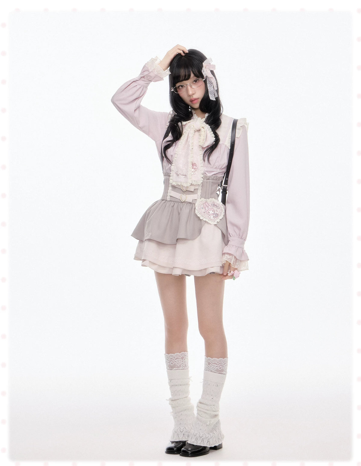 “Melody Mark!” Pink Shirt + Tiered Skirt + Bloomers Set
