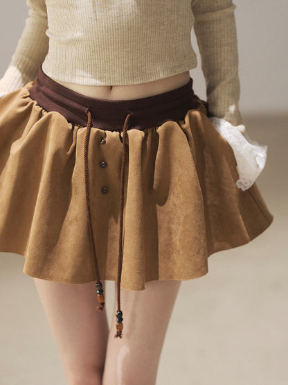 AOMALM - Oatmeal Ruffle Lace Knit Cropped Top