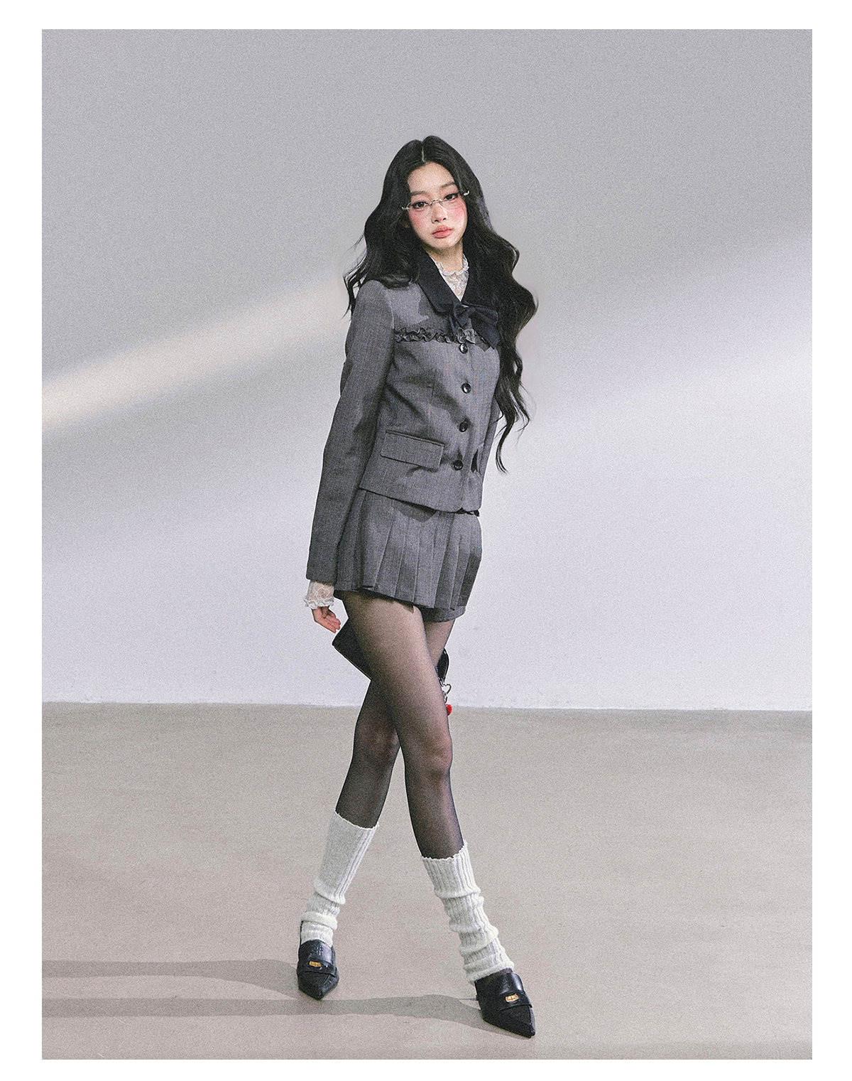 少也眼 “Maxiny Reverie” French Academia Jacket & Pleated Skirt Set