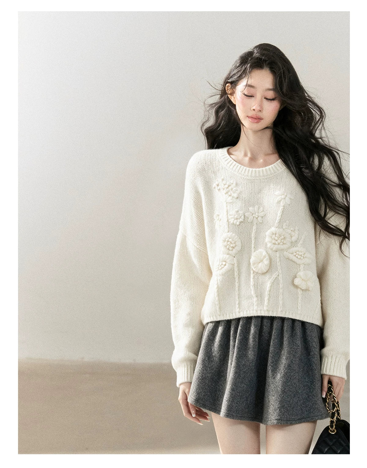 AOMALM - "Winter Traces" Dark Heather Gray Pleated A-Line Mini Skirt