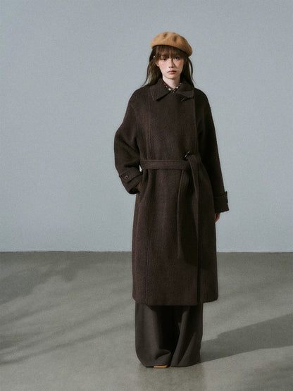 LOST FOREST - Red Brown Wool Blend Plaid Coat