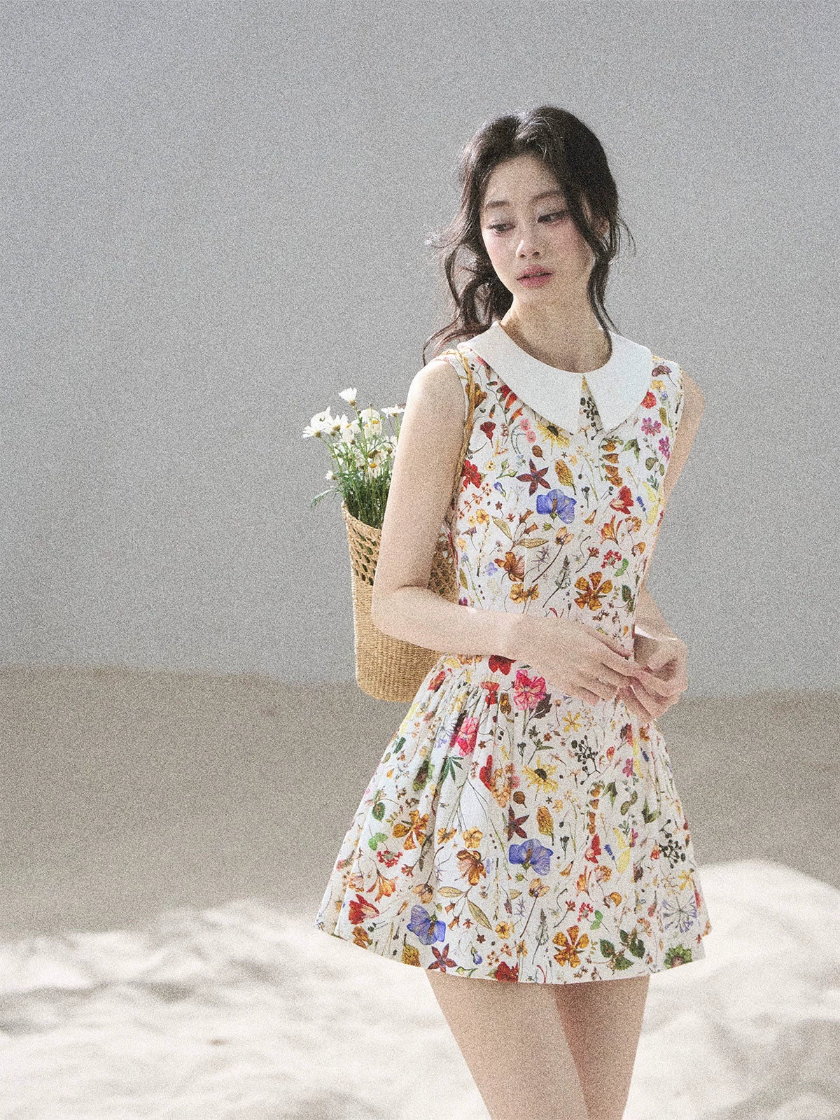 "Fallen Petals" Fleur White Floral Mini Dress