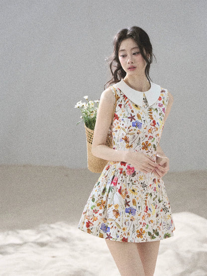 "Fallen Petals" Fleur White Floral Mini Dress