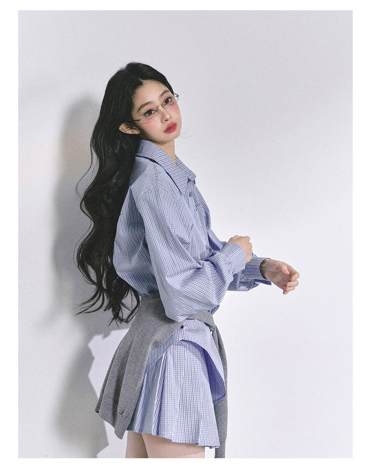 少也眼 "Felton Academy" Relaxed Korean Preppy Two-Piece Set 97842551