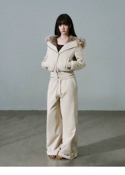 LOST FOREST - Heavyweight Cotton Low-Rise Wide-Leg Sweatpants (Dark Brown / Milk Tea)