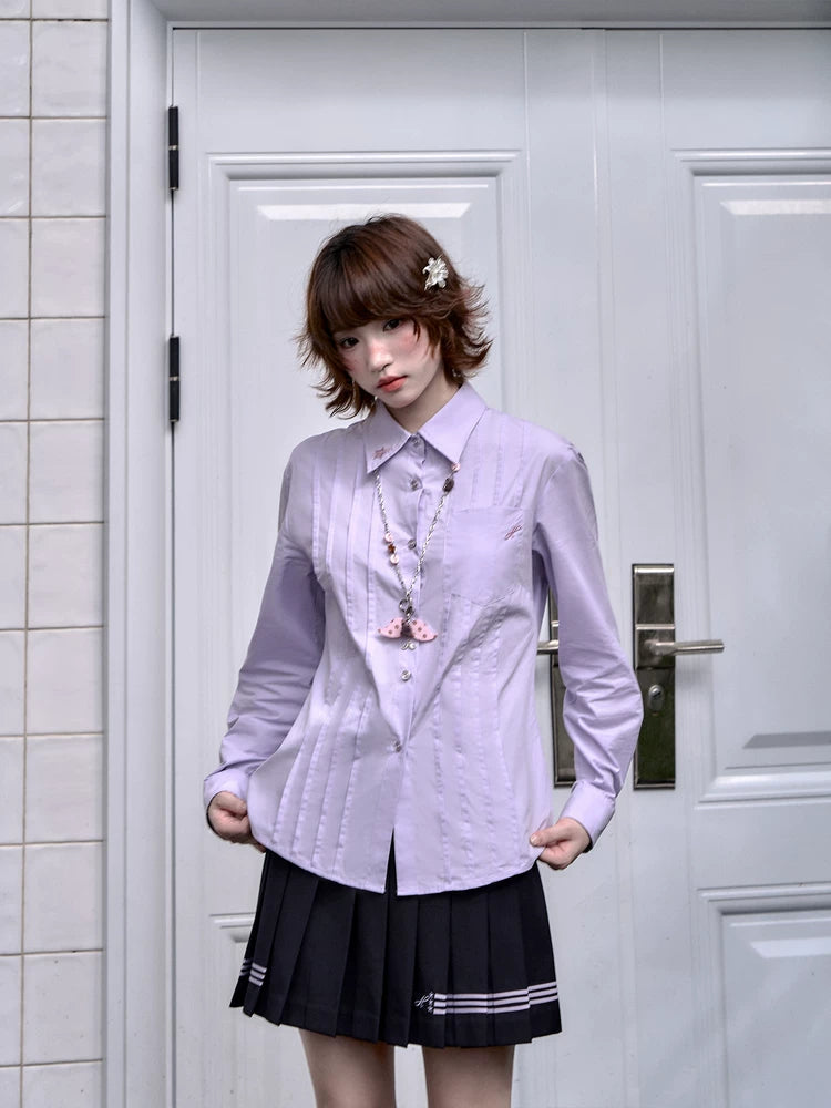 "Snow Lily Mist" Lavender Blouse & Skirt Set