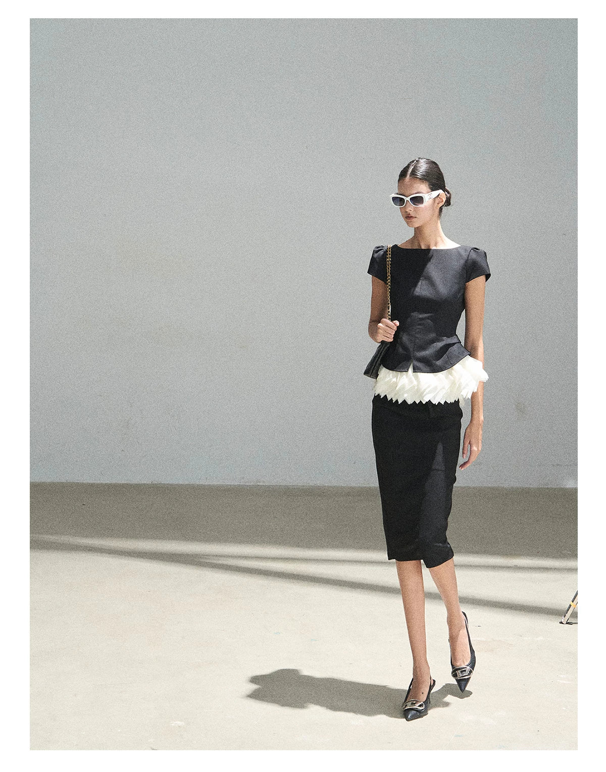 "Her Black & White Poem" Elegant Contrast Two-Piece Set