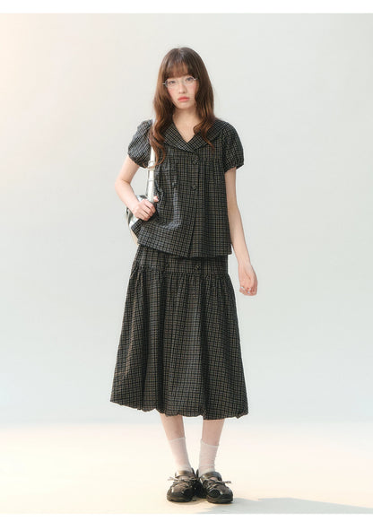"Sea Breeze Chronicle" Black Sailor Collar Skirt Set LL2026185