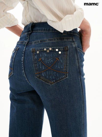 Vintage Blue Wide-Leg Denim Jeans