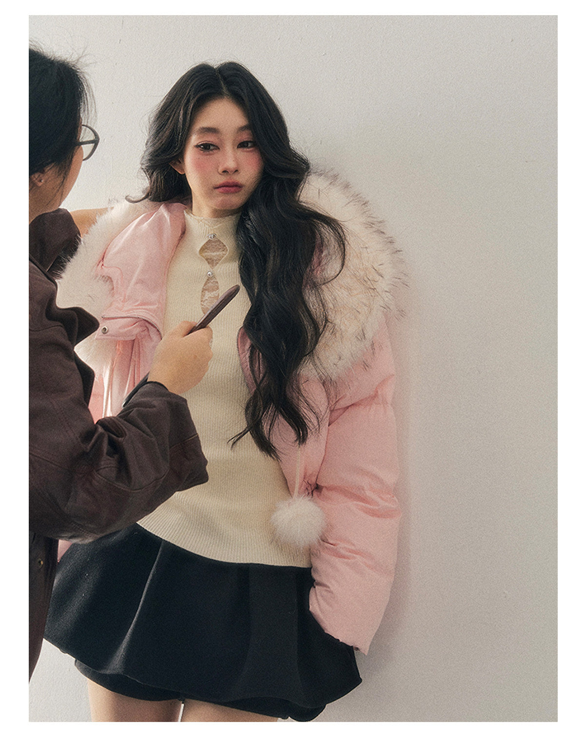 少也眼 "Snowfall on Her" White Duck Down Jacket – Soft Blush Edition