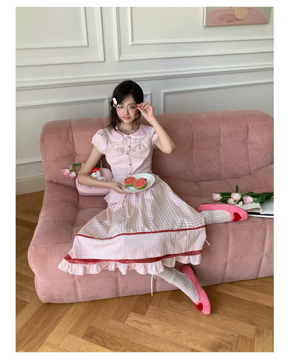 “Pink Plaid Daydream” Pink Plaid Skirt Set